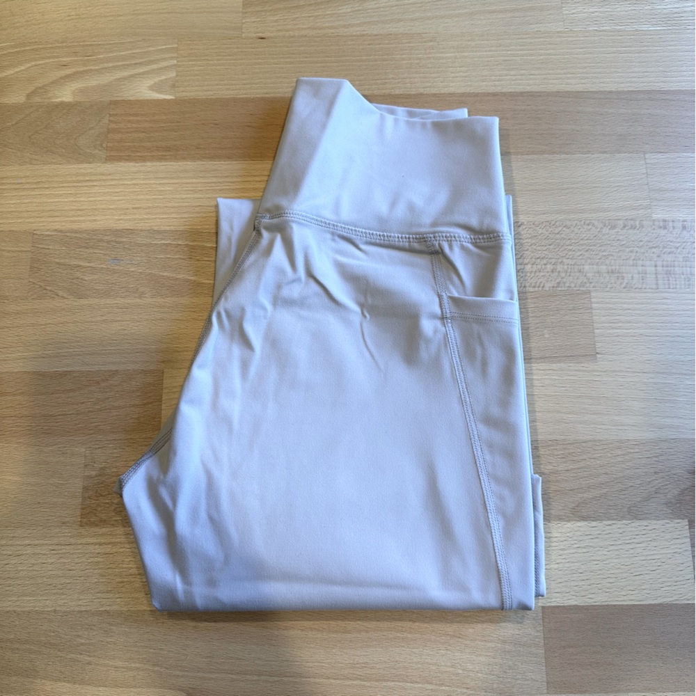 Khaki bell bottom leggings with pockets